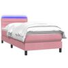 vidaXL Boxspringbett mit Matratze & LED Rosa 100x210 cm Samt