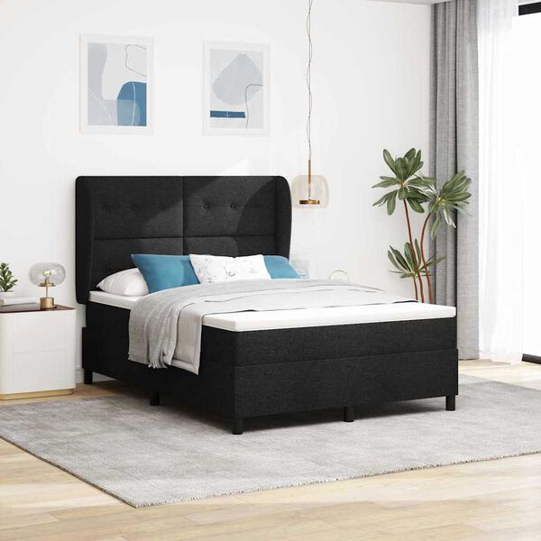 vidaXL Boxspringbett mit Matratze Schwarz 160 x 200 cm Stoff