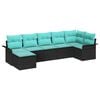 vidaXL Gartensofa-set mit Speicher 7 pcs Schwarz Poly-Rattan