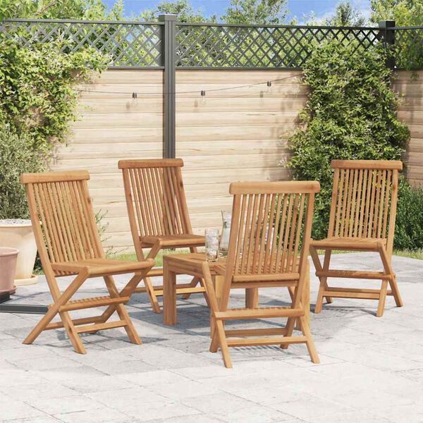 vidaXL Klappbare Gartenst&uuml;hle 4 Stk. Massivholz Teak