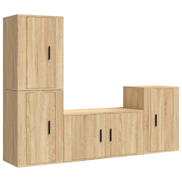 vidaXL 4-tlg. TV-Schrank-Set Sonoma-Eiche Holzwerkstoff