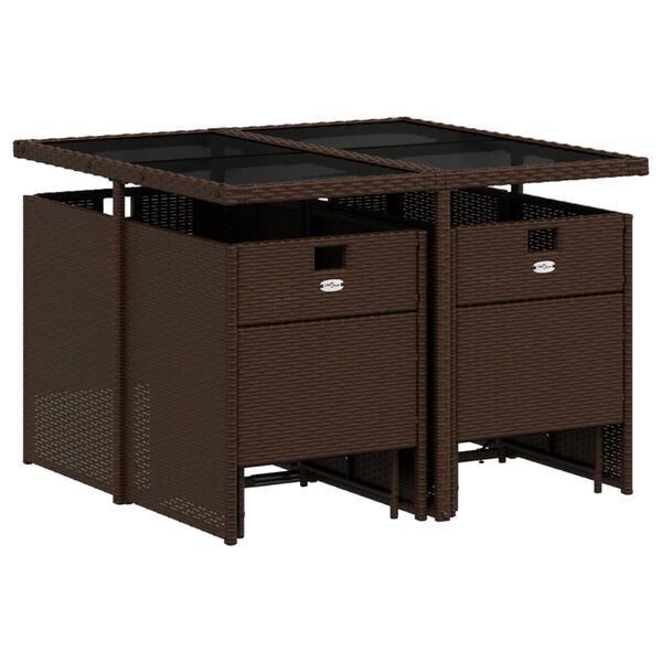 vidaXL 9-tlg. Garten-Essgruppe mit Kissen Braun Poly Rattan