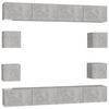vidaXL 8-tlg. TV-Schrank-Set Betongrau Holzwerkstoff