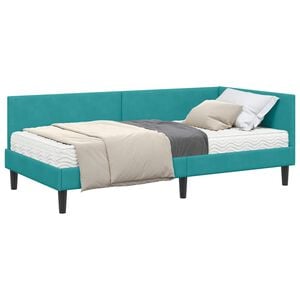 vidaXL Eckbettgestell mit Matratze 2 stk. T&uuml;rkis 80 x 200 cm Samt