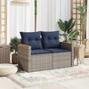 vidaXL Gartensofa mit Kissen 2-Sitzer Grau Poly Rattan
