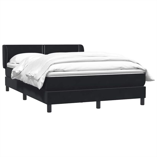 vidaXL Boxspringbett mit Matratze Schwarz 140x210 cm Samt