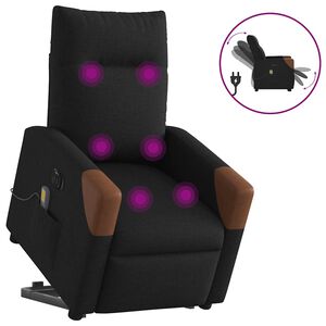 vidaXL Elektrischer Massagesessel mit Aufstehhilfe Schwarz Stoff