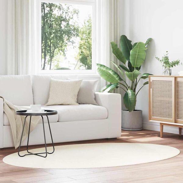 vidaXL Bereichsteppiche Oval HUARTE Creme 200 x 140 cm 100 %Polyester