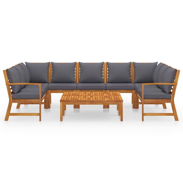 vidaXL 9-tlg. Garten-Lounge-Set mit Auflagen Massivholz Akazie