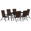 vidaXL Garten Essgruppe 7 pcs Braun Poly Rattan