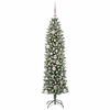 vidaXL Künstlicher schlanker Weihnachtsbaum Grün und Weiß 150 cm
