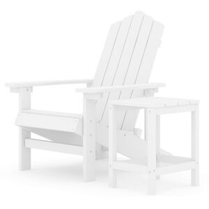 vidaXL Adirondack-Gartenstuhl mit Tisch HDPE Wei&szlig;