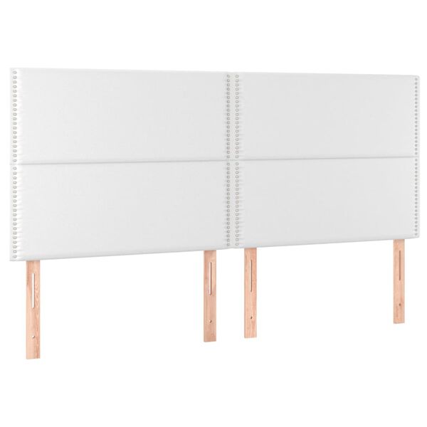 vidaXL LED Kopfteil Weiß 200x5x118/128 cm Kunstleder