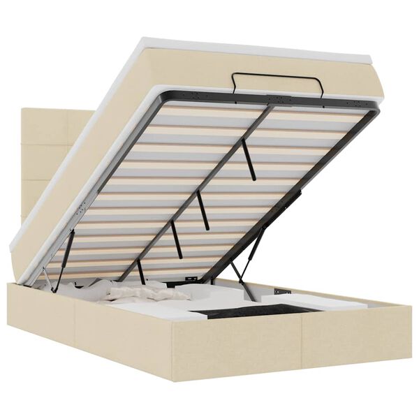 vidaXL Ottoman-Bett mit Matratze & LEDs Creme 120x190 cm Stoff