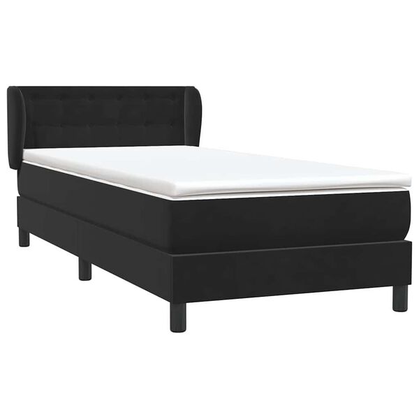 vidaXL Boxspringbett mit Matratze Schwarz 100x220 cm Samt