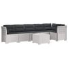 vidaXL 6-Sitzer Garten Sofa mit Kissen Rattan Look PP Wei&szlig;