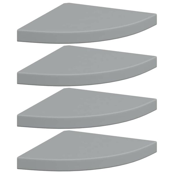 vidaXL Eck-Schweberegale 4 Stk. Grau 35x35x3,8 cm MDF