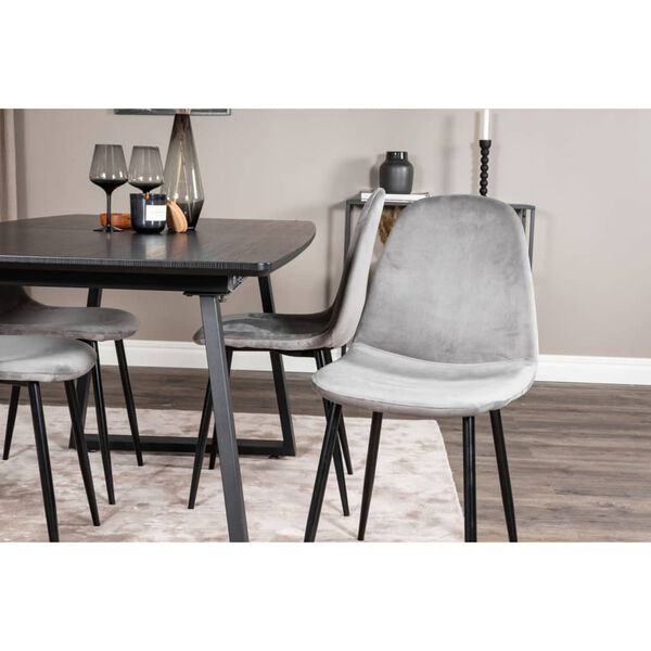 Venture Home Esszimmerst&uuml;hle 2 Stk. Polar Samt Grau und Schwarz