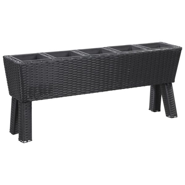 vidaXL Garten-Hochbeet mit Beinen 5 Töpfen 118×25×50 cm Poly Rattan