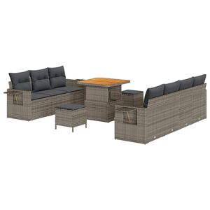 vidaXL Garten-Sofa-Set mit Kissen mit Speicher 10 pcs Grau