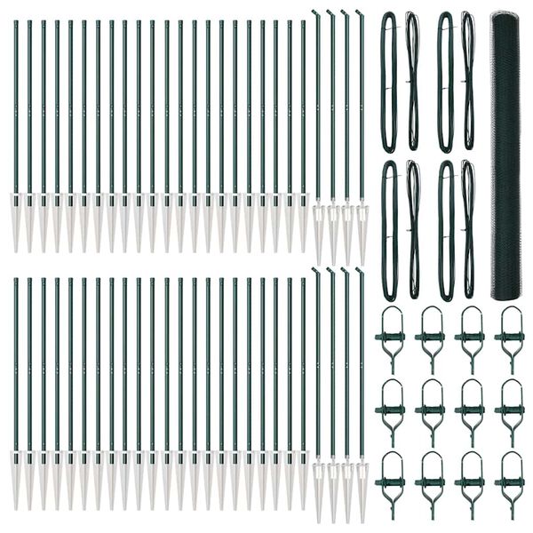 vidaXL Zaunpfosten Gr&uuml;n 100 x 1,5 m (25 mm Maschenweite) Stahl und PVC