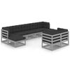 vidaXL 9-tlg. Garten-Lounge-Set mit Kissen Grau Massivholz Kiefer