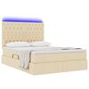 vidaXL Bett mit Stauraum und LED mit LED Creme 140 x 200 cm Polyester