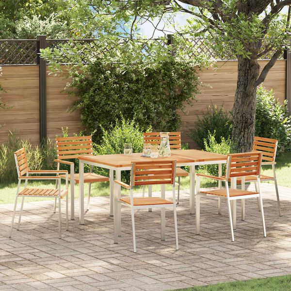 vidaXL Garten-Ess-Set 7 pcs Braun Massives Teakholz