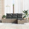 vidaXL Gartensofa-set mit Kissen mit Speicher 4 pcs Grau Poly-Rattan