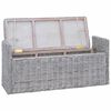 vidaXL Sitzbank mit Stauraum Wei&szlig; gewaschen 110 x 40 x 50 cm Rattan
