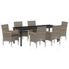 vidaXL Garten Essgruppe mit Kissen 7 pcs Grau Poly-Rattan