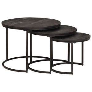vidaXL Nesting-Couchtische 3 stk. Schwarz 54 x 54 x 40 cm