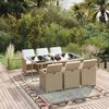 vidaXL 7-tlg. Garten-Essgruppe mit Kissen Poly Rattan Beige
