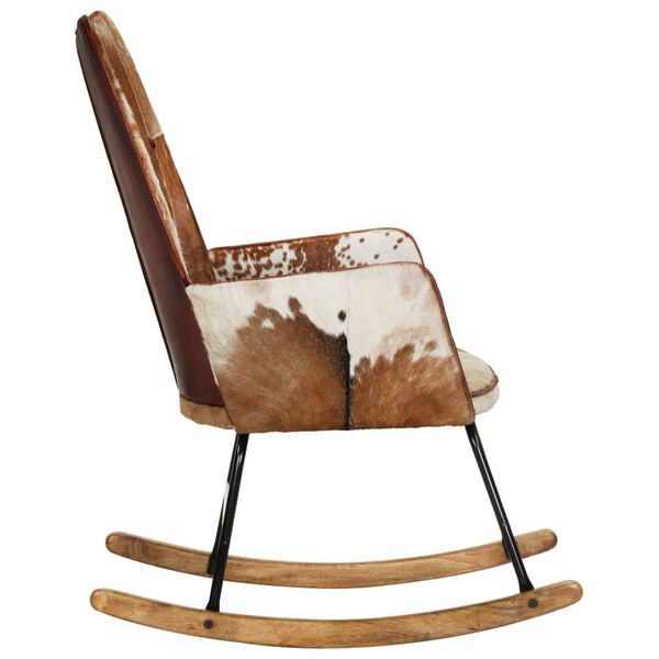 vidaXL Schaukelstuhl Braun Echtleder