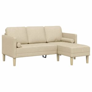 vidaXL Sofa Set mit Kissen Creme Polyester