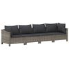 vidaXL 5-tlg. Garten-Lounge-Set mit Kissen Grau Poly Rattan