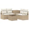 vidaXL Sofa Set 6 stk. Beige und Cremewei&szlig; Polyrattan und Stahl