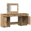 vidaXL Schminktisch mit Spiegelbeleuchtung 3 pcs Braun Holzwerkstoff