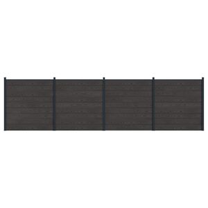 vidaXL zaunset 4 Stk. 699 x 186 cm WPC und Aluminium Schwarz