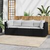 vidaXL 3-tlg. Garten-Lounge-Set mit Kissen Schwarz Poly Rattan