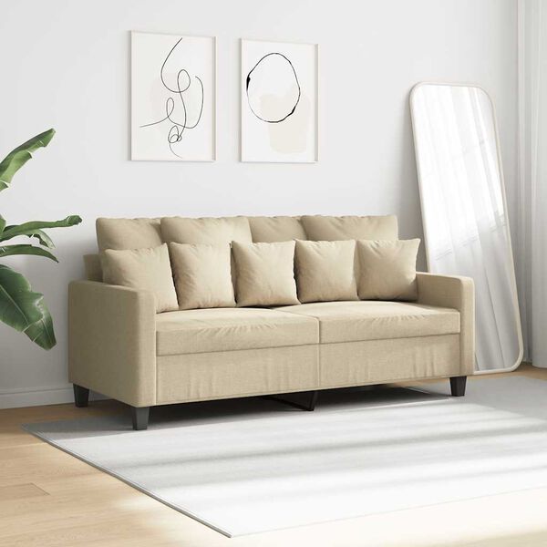 vidaXL 2-Sitzer-Sofa Creme 140 cm Stoff