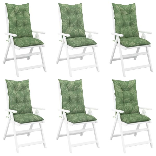 vidaXL Gartenstuhlauflagen f&uuml;r Hochlehner 6Stk. Blattmuster 120x50x7cm