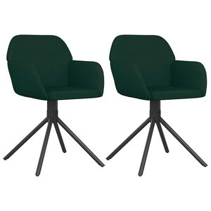 vidaXL Esszimmerst&uuml;hle 2 Stk. Drehbar Dunkelgr&uuml;n Samt