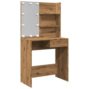 vidaXL Schminktisch mit LED-Leuchten Artisan-Eiche 74,5x40x141 cm