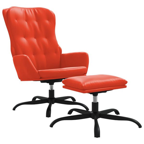 vidaXL Relaxsessel mit Hocker Rot Kunstleder