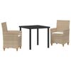 vidaXL Garten Essgruppe 3 stk. Beige Poly-Rattan