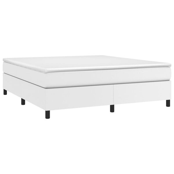 vidaXL Boxspringbett mit Matratze Wei&szlig; 160x200 cm Kunstleder