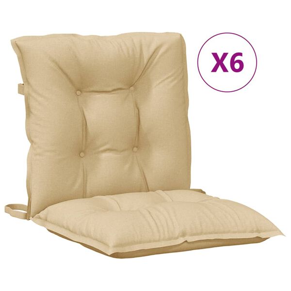 vidaXL Niedriglehner-Auflagen 6 Stk. Melange Beige 100x50x7 cm Stoff