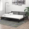 vidaXL Tagesbett Ausziehbar Schwarz Massivholz Kiefer 2x(90x200) cm