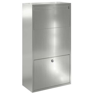 vidaXL Paketdrop-Box mit T&uuml;r Silber 44 x 22 x 82 cm Verzinkter Stahl
